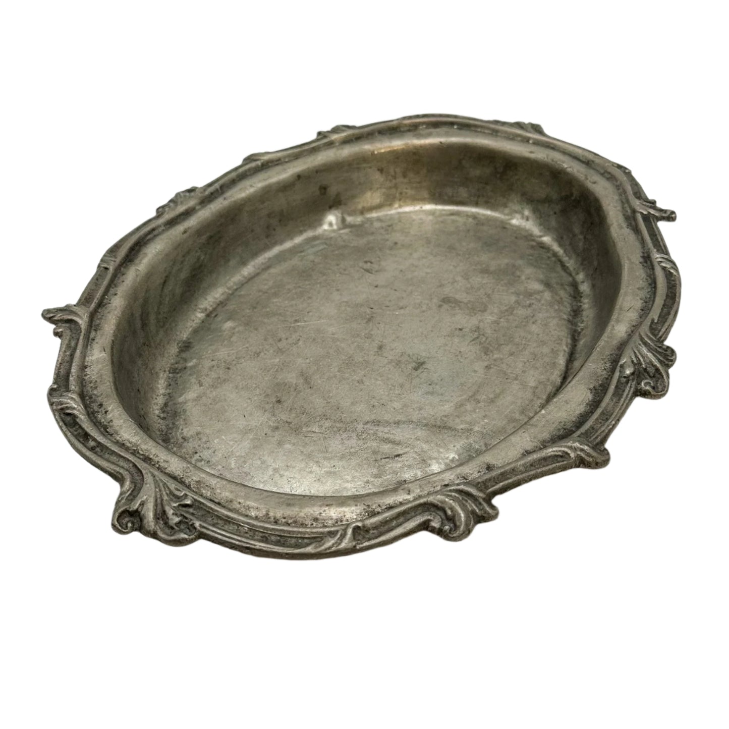 Antique European Pewter Dish with Crown & Fleur-de-Lis Hallmark