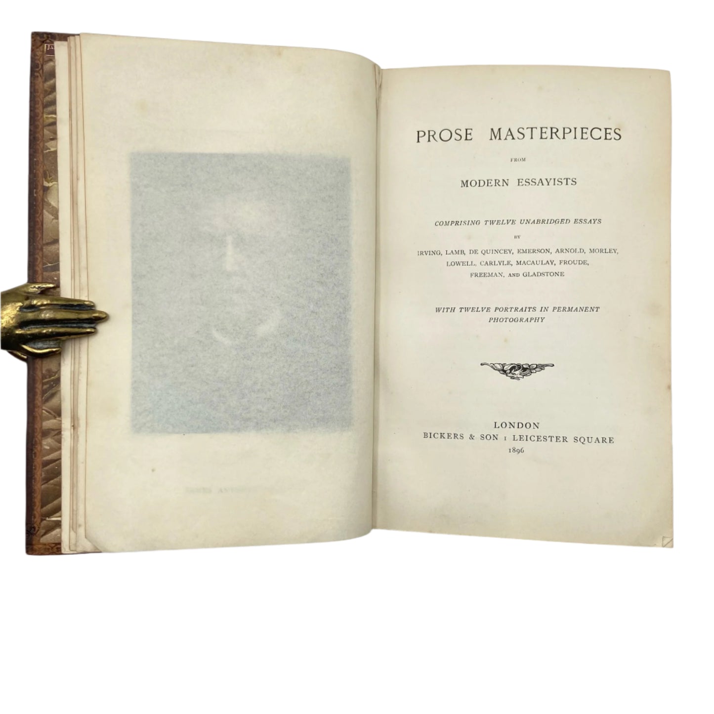 1896 "Prose Masterpieces from Modern Essayists" Brown Full Leather Book