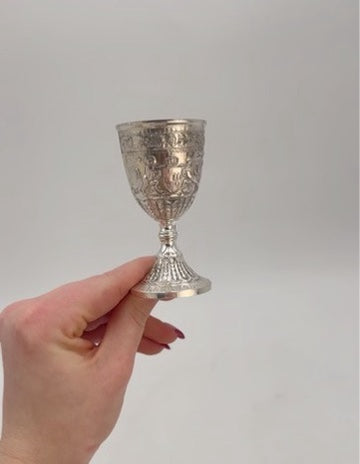 Vintage Miniature Silver Plated Goblet with Heraldic Motifs