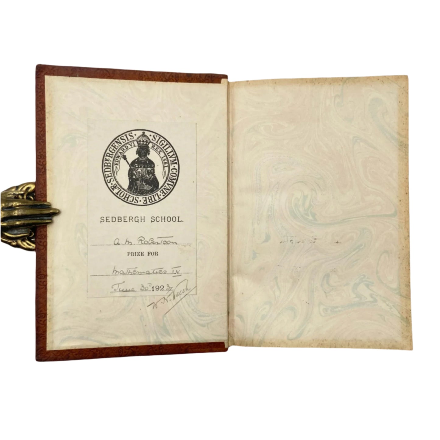 1919 "The Poetical Works of Robert Burns" Brown Full Leather Prize Binding Book