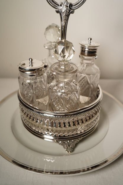 Antique English Silverplate Revolving Cruet Set, Circa 1880