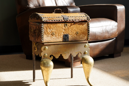 Antique English Hide Dome-Top Trunk, Barnard Castle