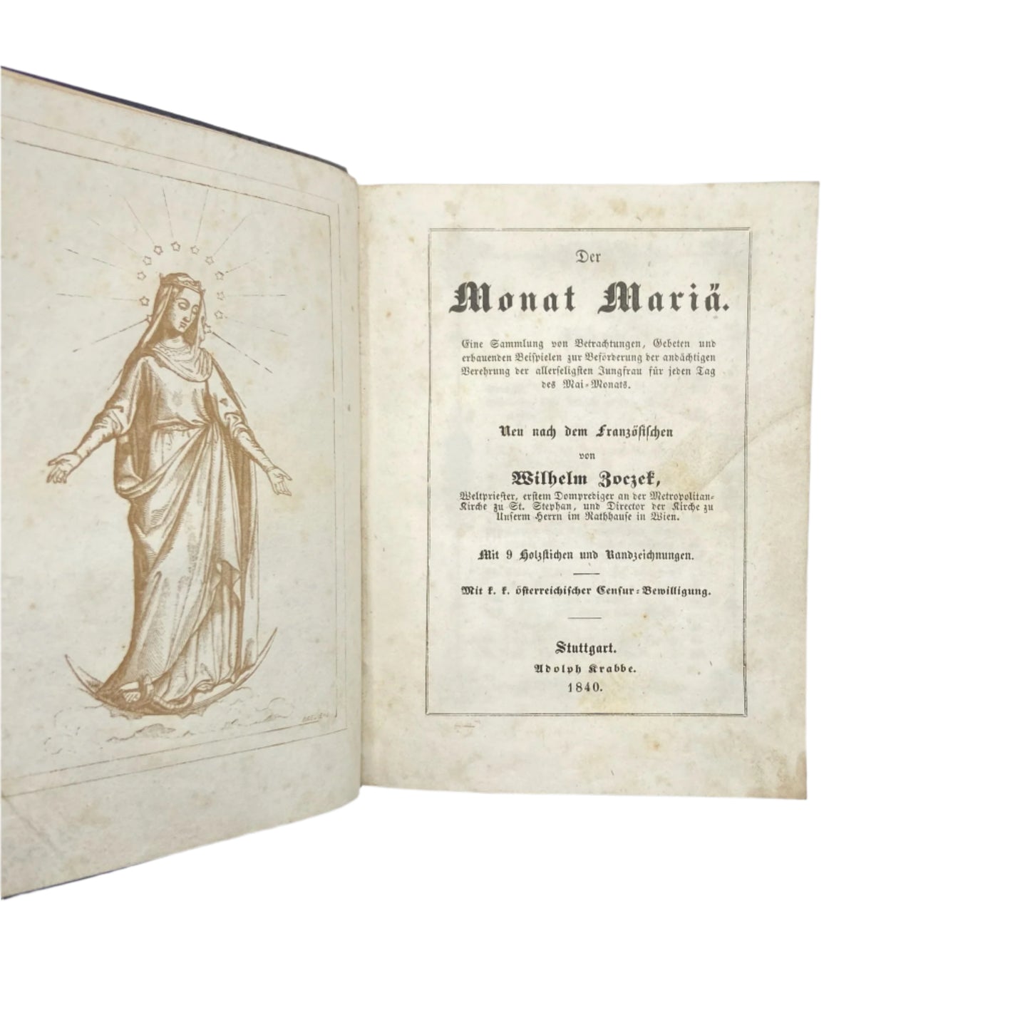 1840 "Der Monat Maria" Purple Full Leather German Book