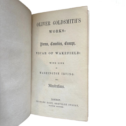 Antique Poetry Red Leather Book "The Works of Oliver Goldsmith"