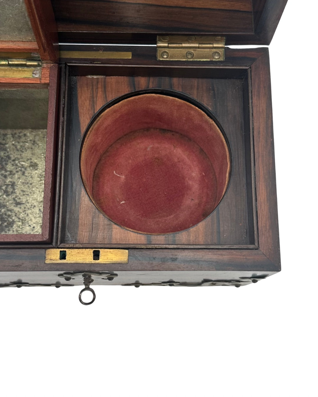 Antique Georgian Rosewood Domed Tea Caddy with Brass Mounts, Circa 1820-1830