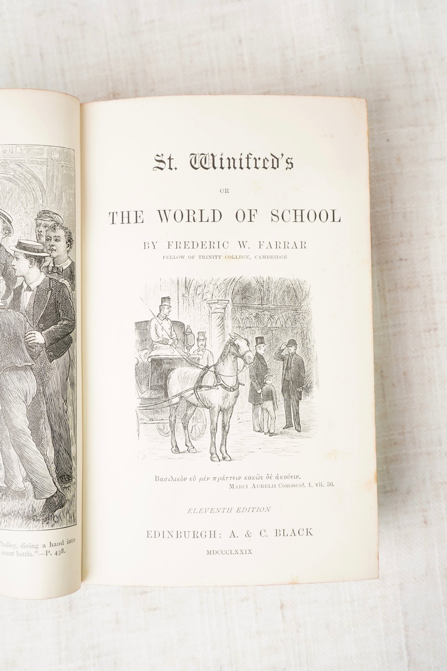 Antique St. Winifred's Blue Calf Bound Victorian School Novel, 1879