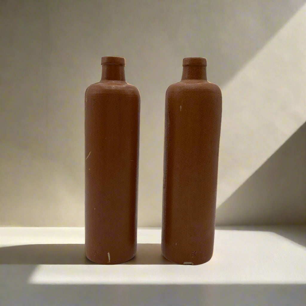 Antique 19th Century Salt-Glazed Stoneware Bottle with Maker’s Mark