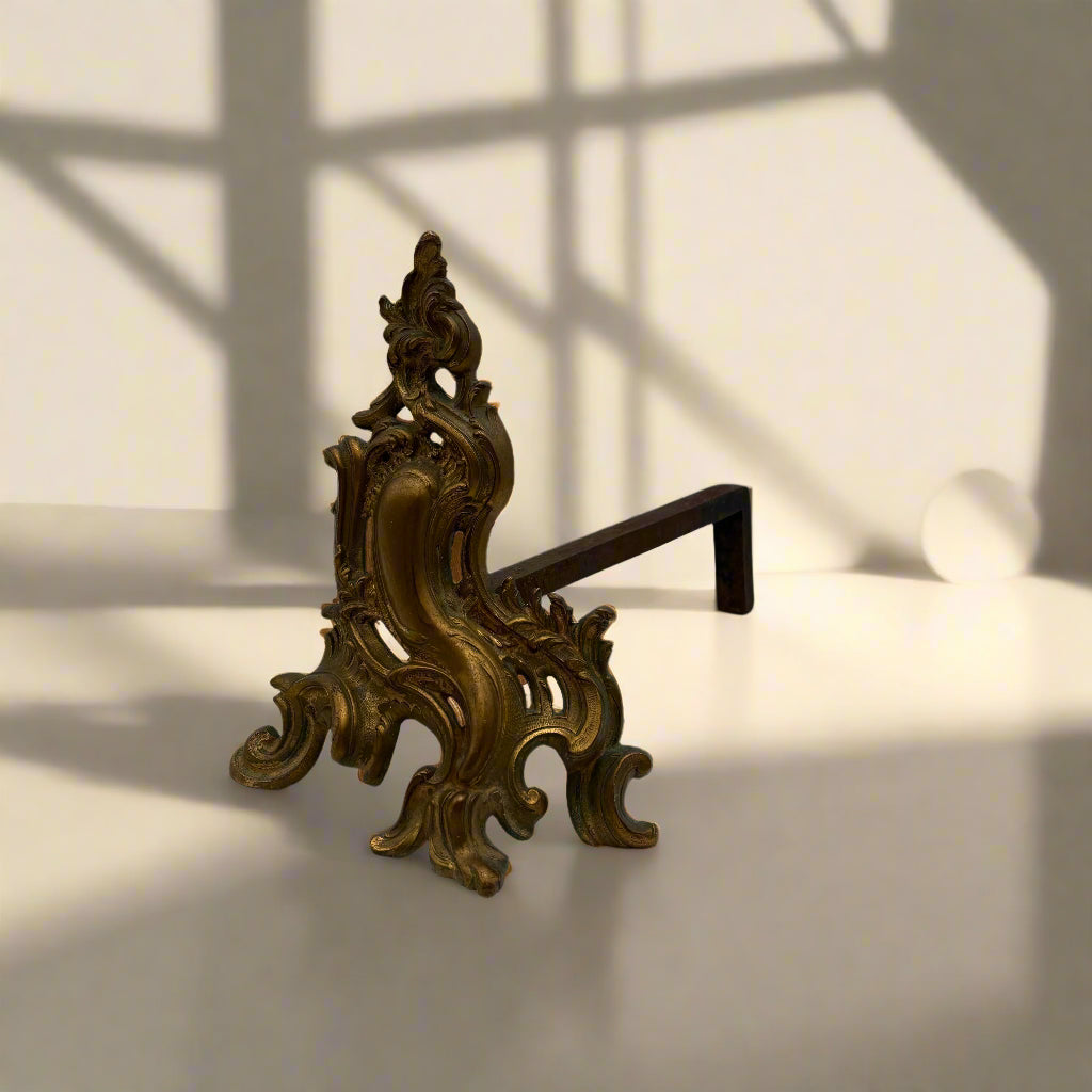 19th-Century Gilt Brass Andirons