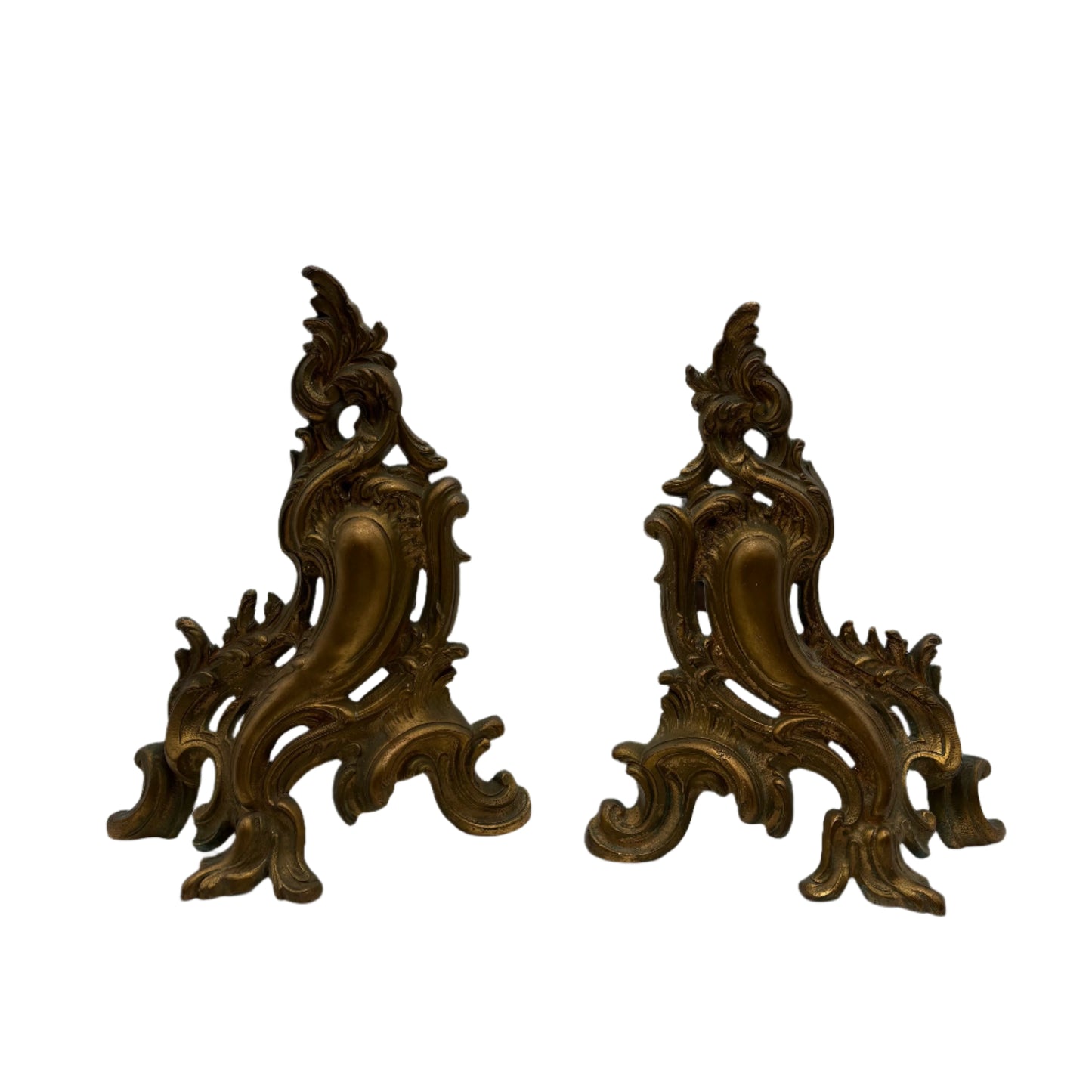 19th-Century Gilt Brass Andirons