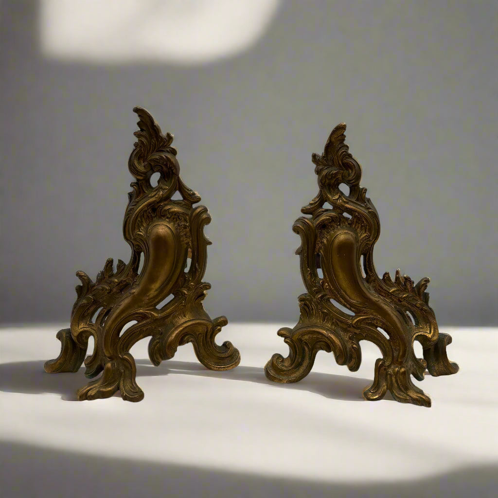 19th-Century Gilt Brass Andirons