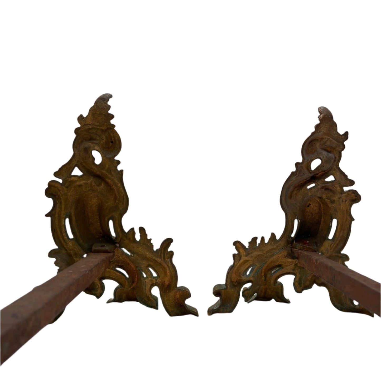 19th-Century Gilt Brass Andirons