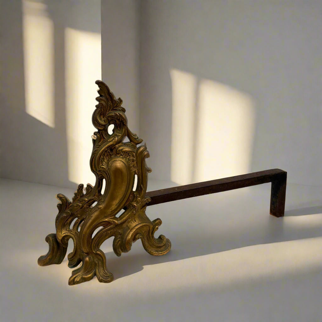 19th-Century Gilt Brass Andirons