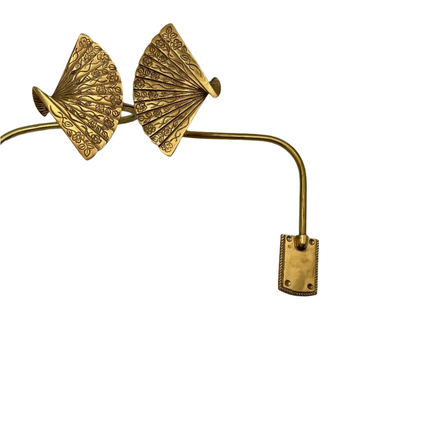 Pair of Vintage Ornate Brass Fan Drapery Tie Back