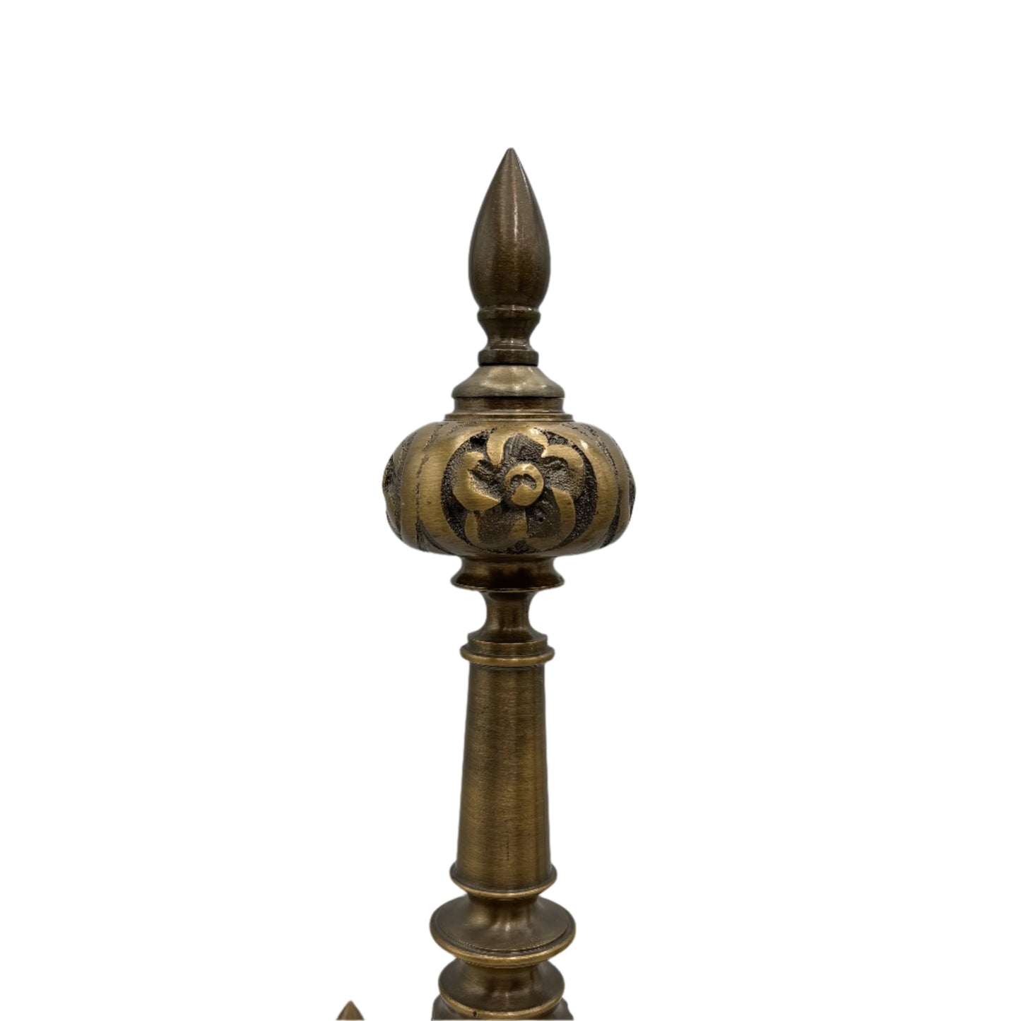 Pair of Late Victorian-Era Brass & Iron Andirons, Rococo Revival Style