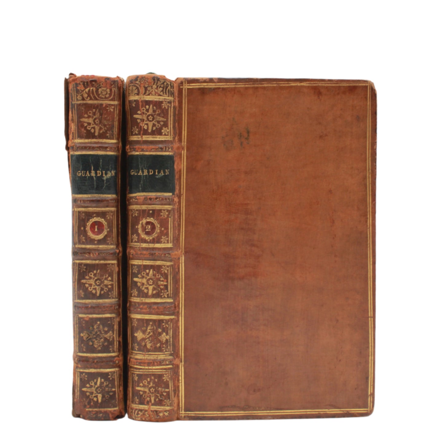 2 Volumes 1726 "The Guardian" Brown Full Leather Books