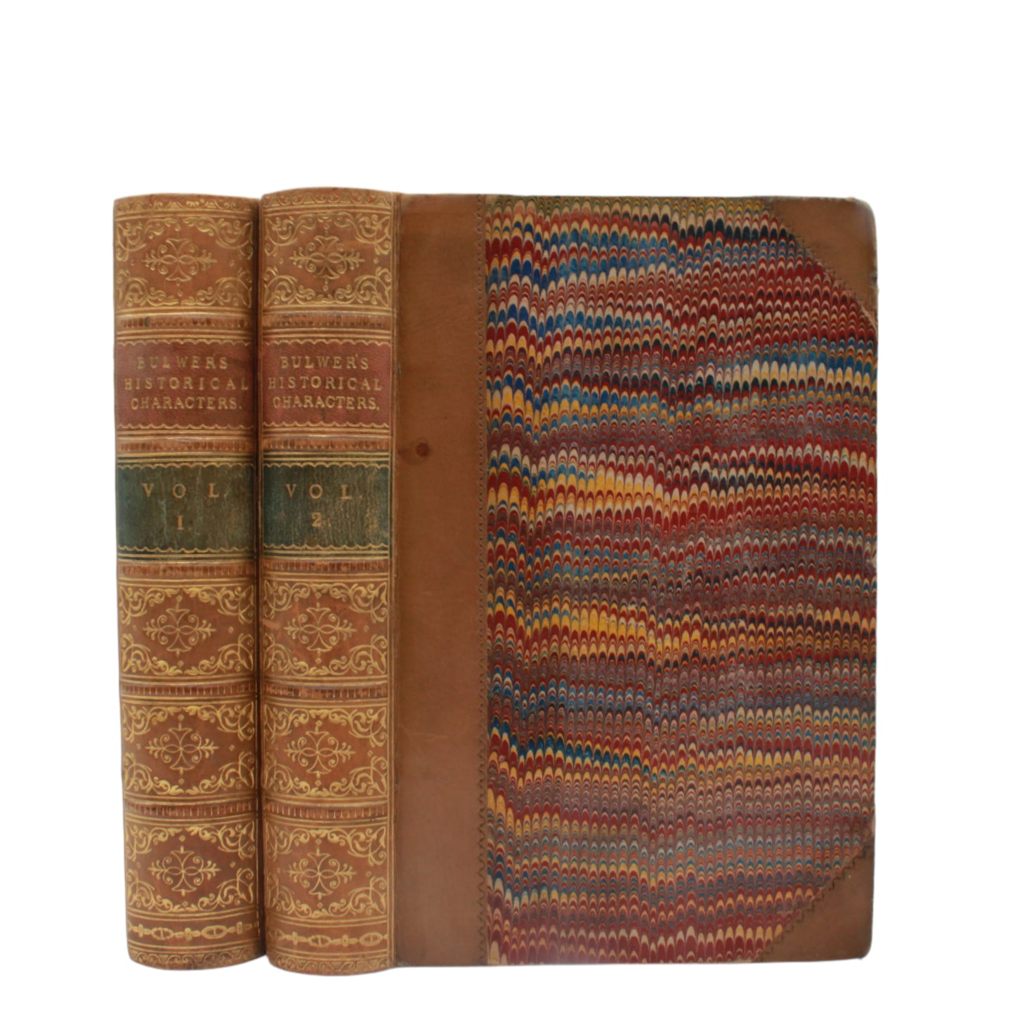 1868 " Historical Characters " Brown Half Leather Book