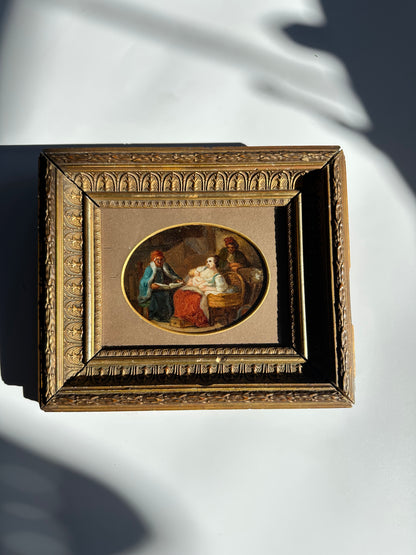 Early Victorian Miniature Oil Painting – In the Style of George Cattermole