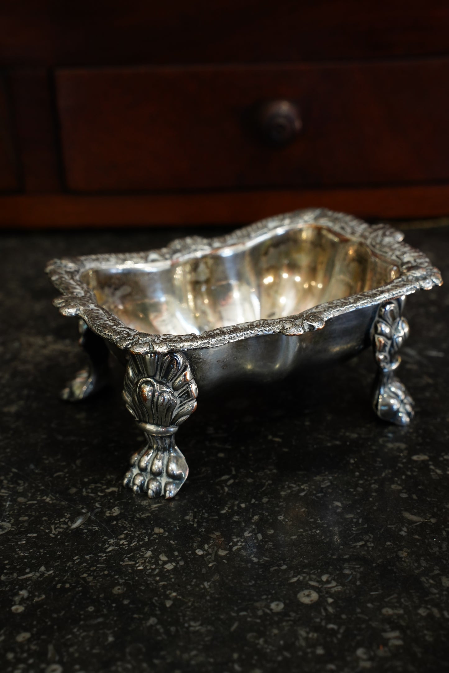 Victorian Silverplate Footed Dish with Rococo Border, Circa 1880