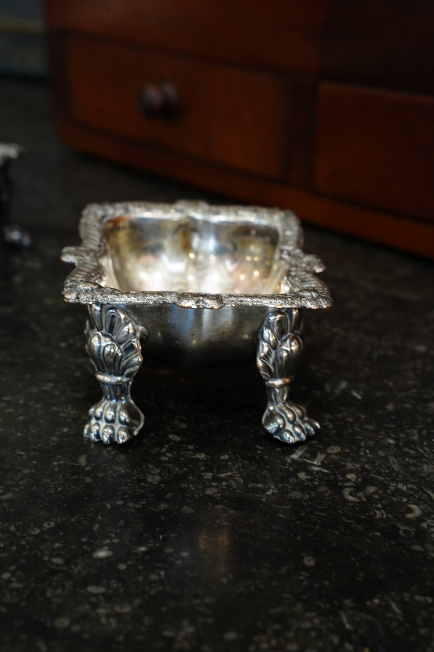 Victorian Silverplate Footed Dish with Rococo Border, Circa 1880