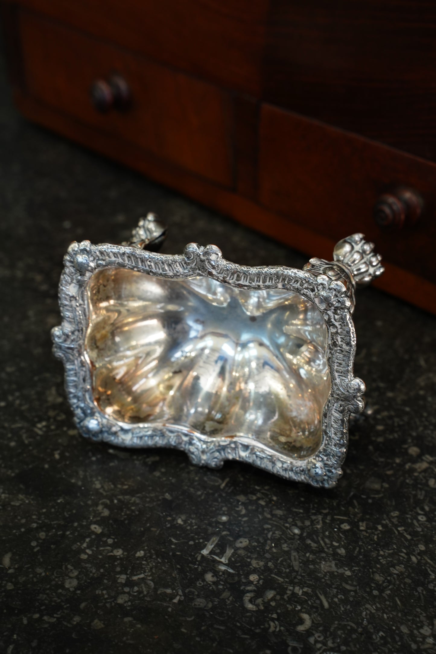 Victorian Silverplate Footed Dish with Rococo Border, Circa 1880