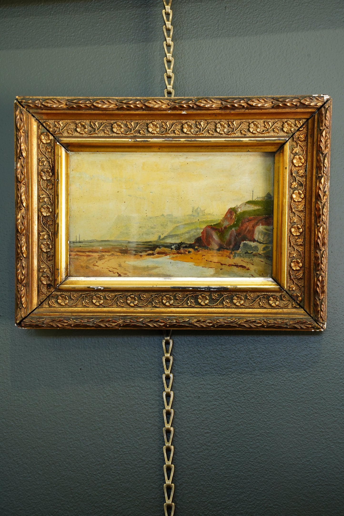Antique English Coastal Oil on Card, Attributed to Alfred H. Bool, Circa 1900