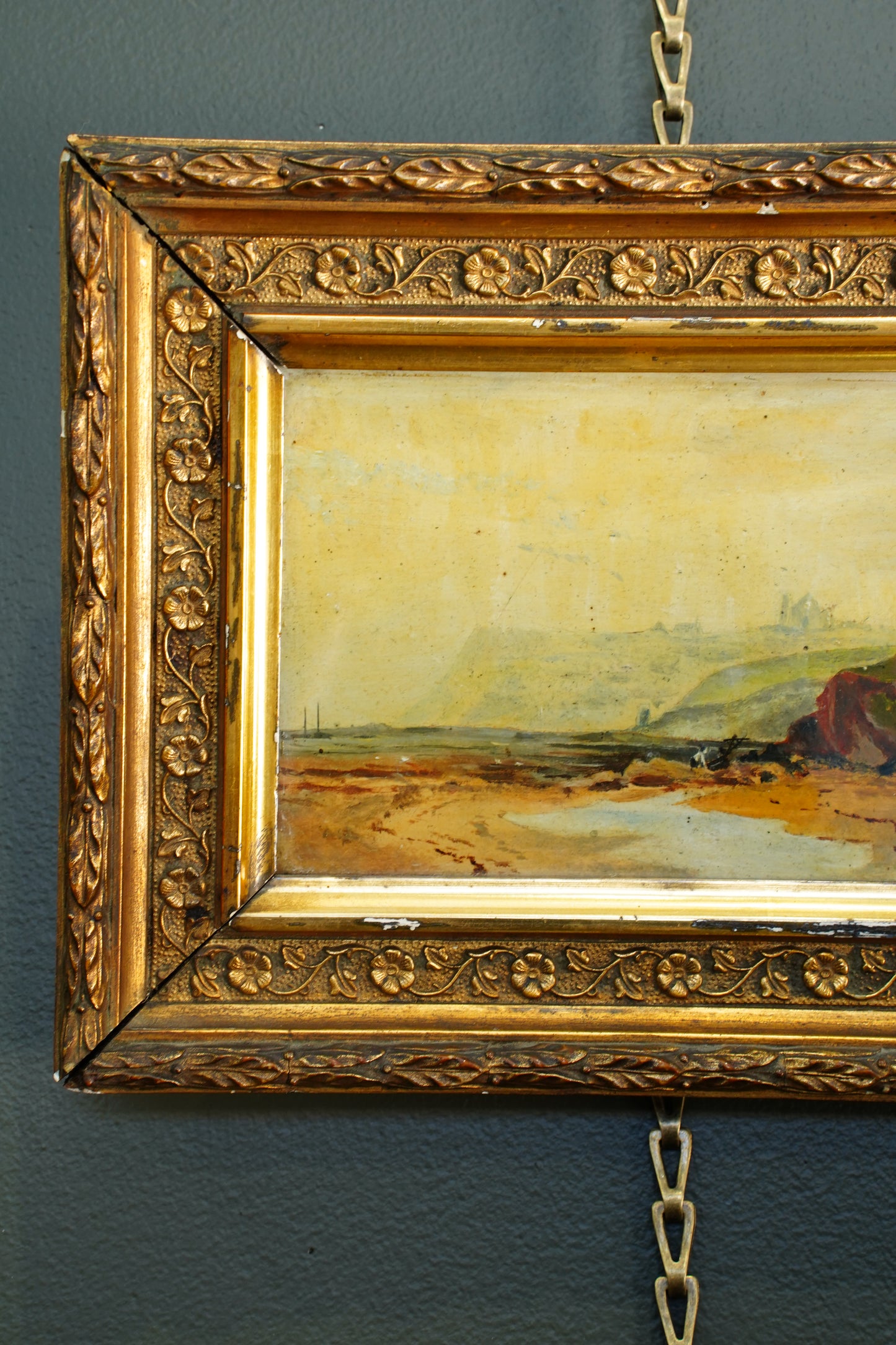 Antique English Coastal Oil on Card, Attributed to Alfred H. Bool, Circa 1900