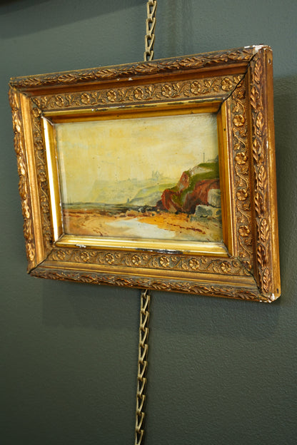Antique English Coastal Oil on Card, Attributed to Alfred H. Bool, Circa 1900