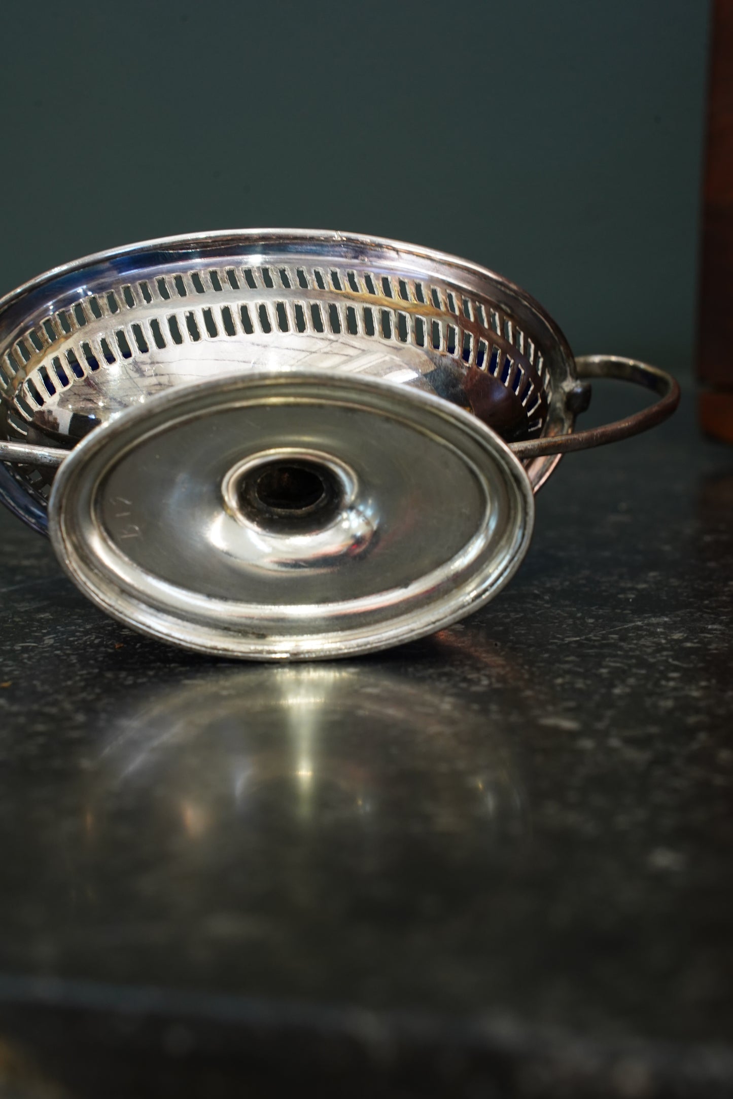 Antique Silverplate Salt Cellar with Cobalt Blue Glass Liner, Ca. 1880