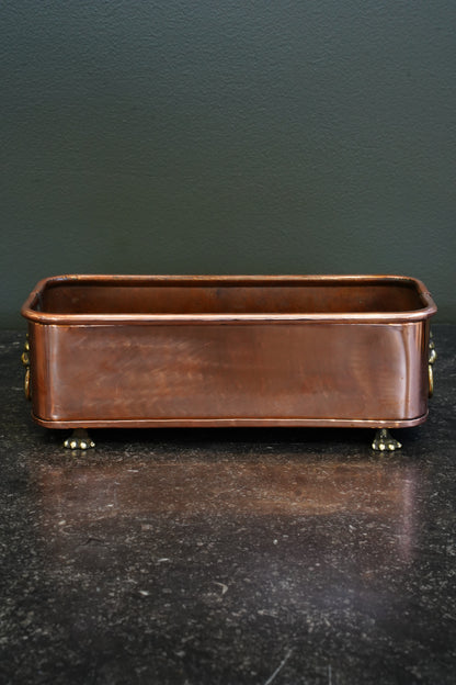 English Copper Planter with Brass Lion Mask Handles