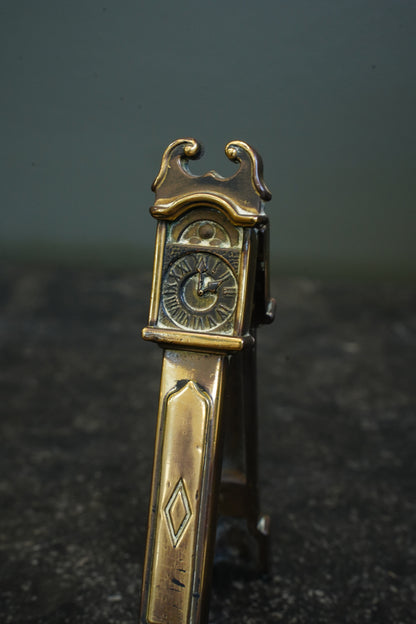 Antique Brass Miniature Longcase Clock Novelty, English