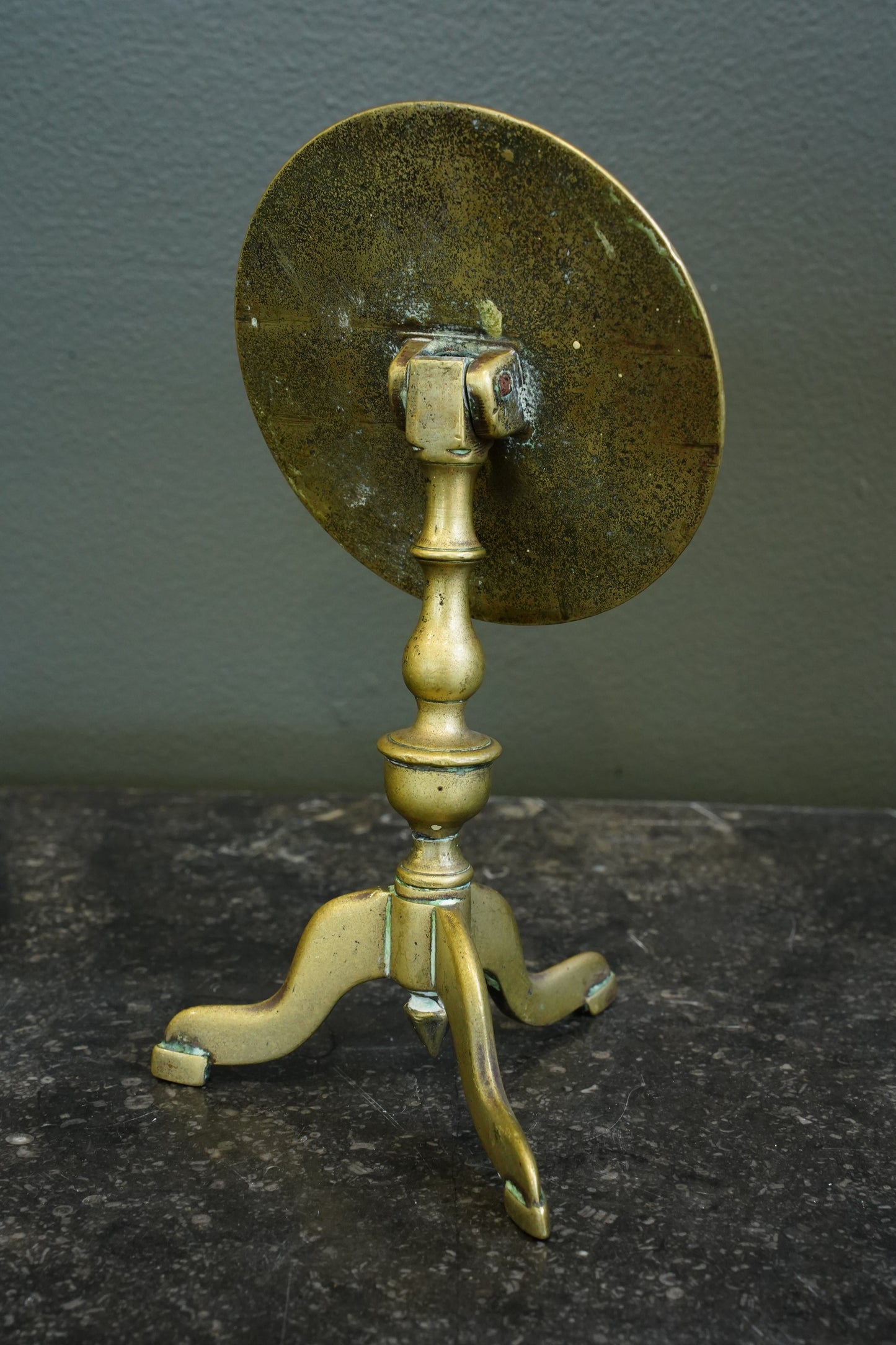 Miniature Brass Tilt-Top Chess Table Candle Reflectors