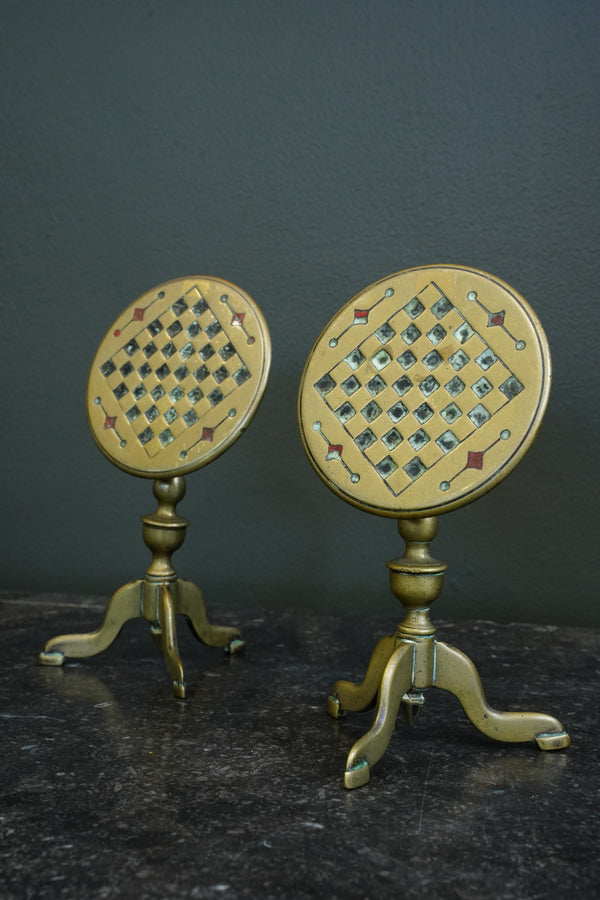 Miniature Brass Tilt-Top Chess Table Candle Reflectors secondary view