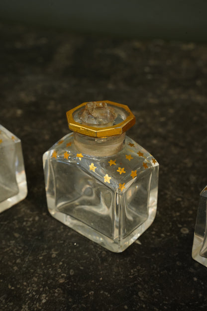 *RESERVED* Antique French Napoleon III Kingwood Parfum Casket with Three Star-Gilt Bottles