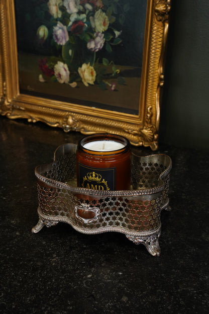 Antique Victorian Silverplate on Copper Pierced Jardinière