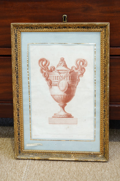 *RESERVED FOR SILVIA* 18th Century French Neoclassical Vase Engraving, Caillouet, Circa 1778