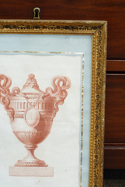 *RESERVED FOR SILVIA* 18th Century French Neoclassical Vase Engraving, Caillouet, Circa 1778