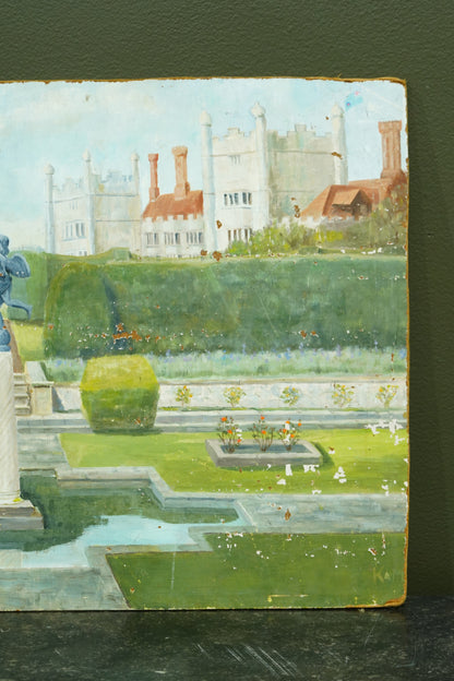 Antique Oil Painting of Formal Garden, Believed Hever Castle Kent