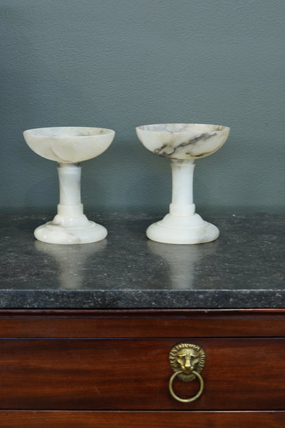 Pair of English Edwardian Alabaster Tazzas, Circa 1900