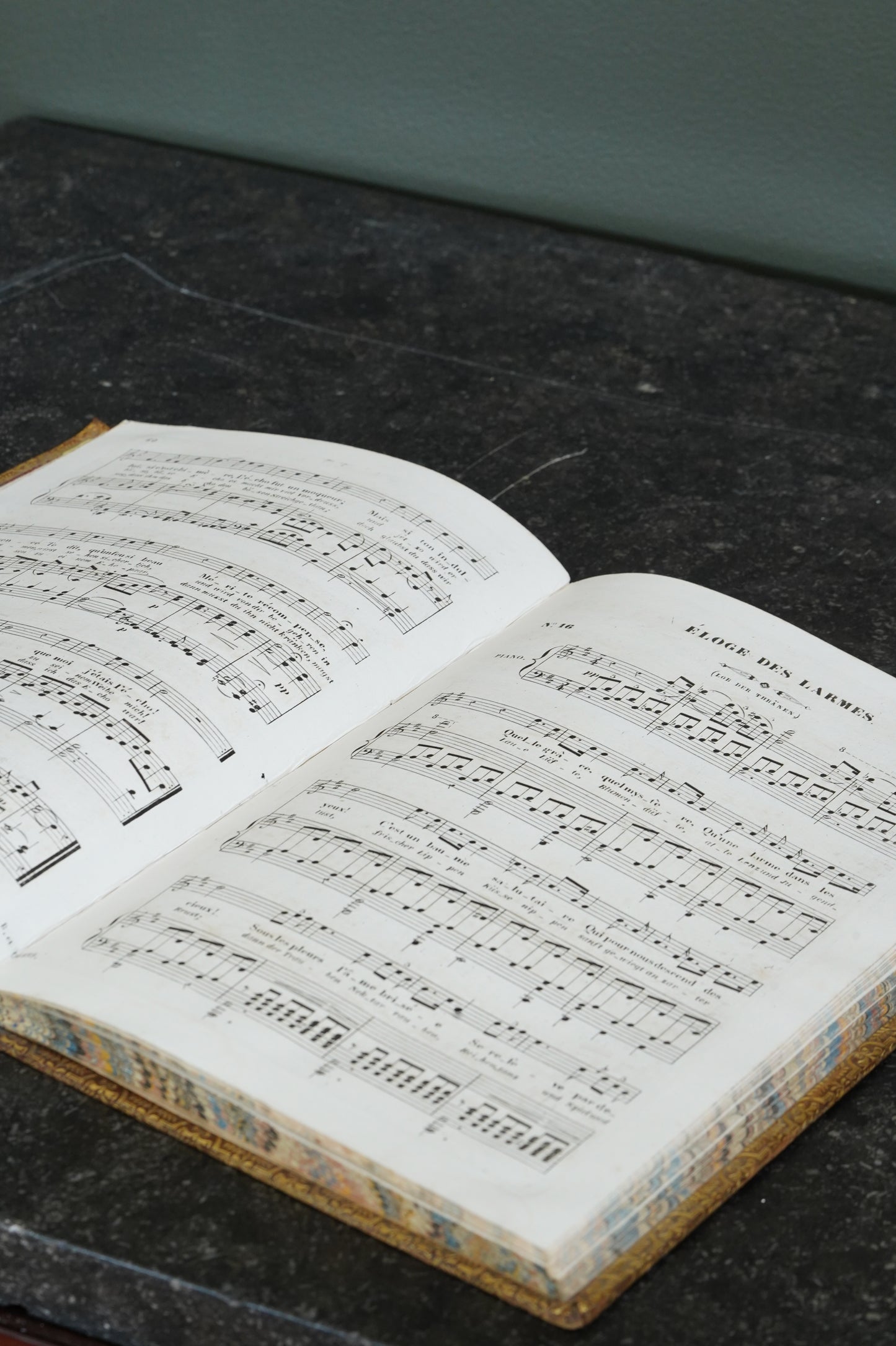 Antique Schubert 40 Melodies Leather Score Music Leather Book