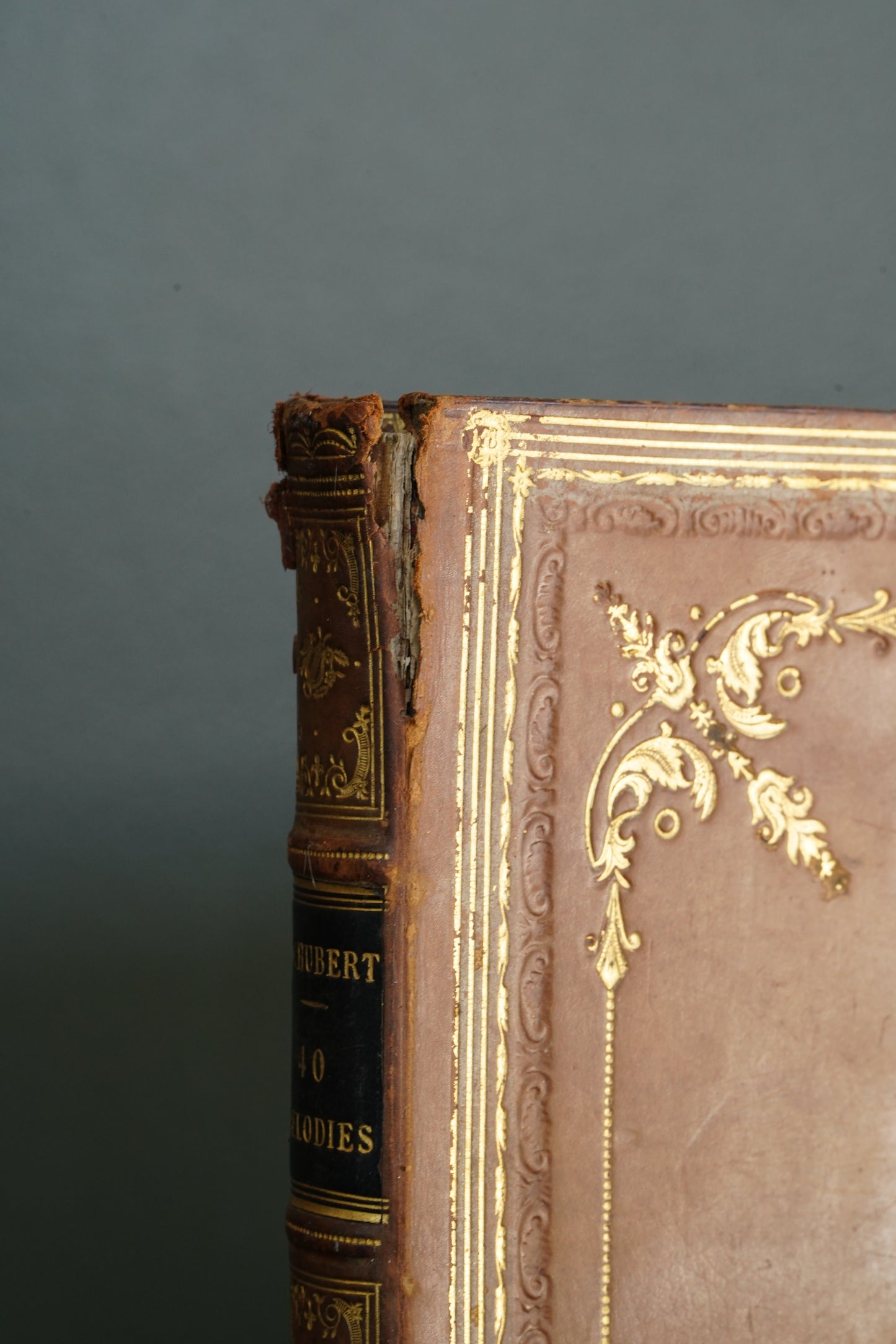 Antique Schubert 40 Melodies Leather Score Music Leather Book