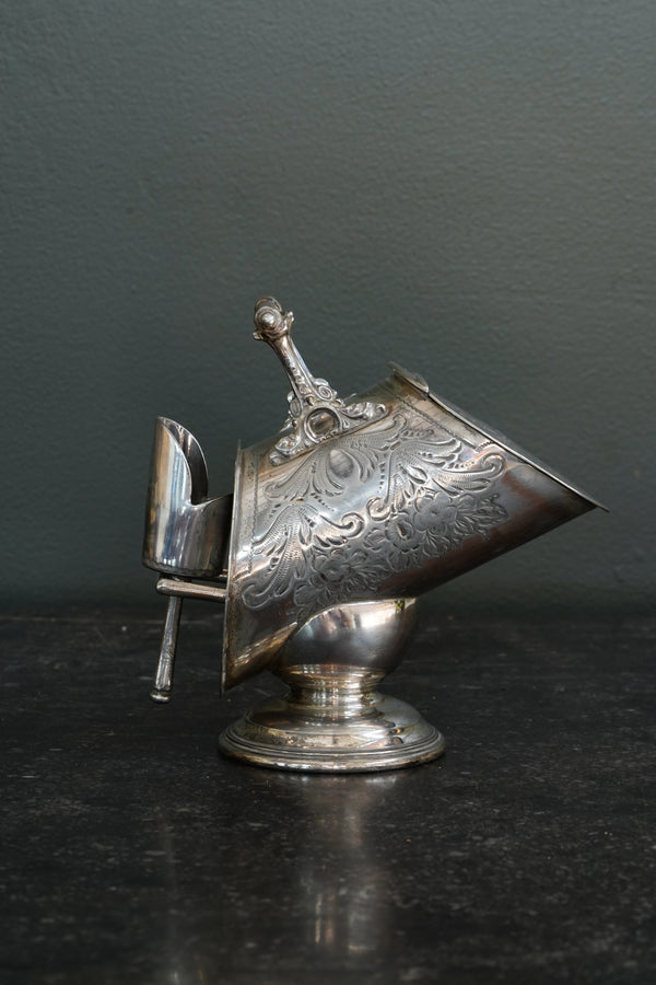 Antique Victorian Silverplate Sugar Scuttle with Scoop