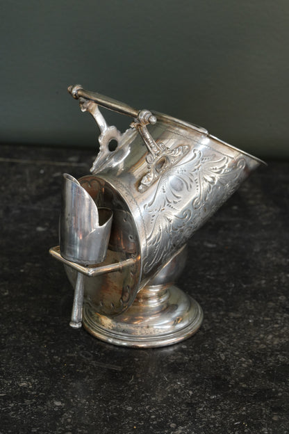 Antique Victorian Silverplate Sugar Scuttle with Scoop