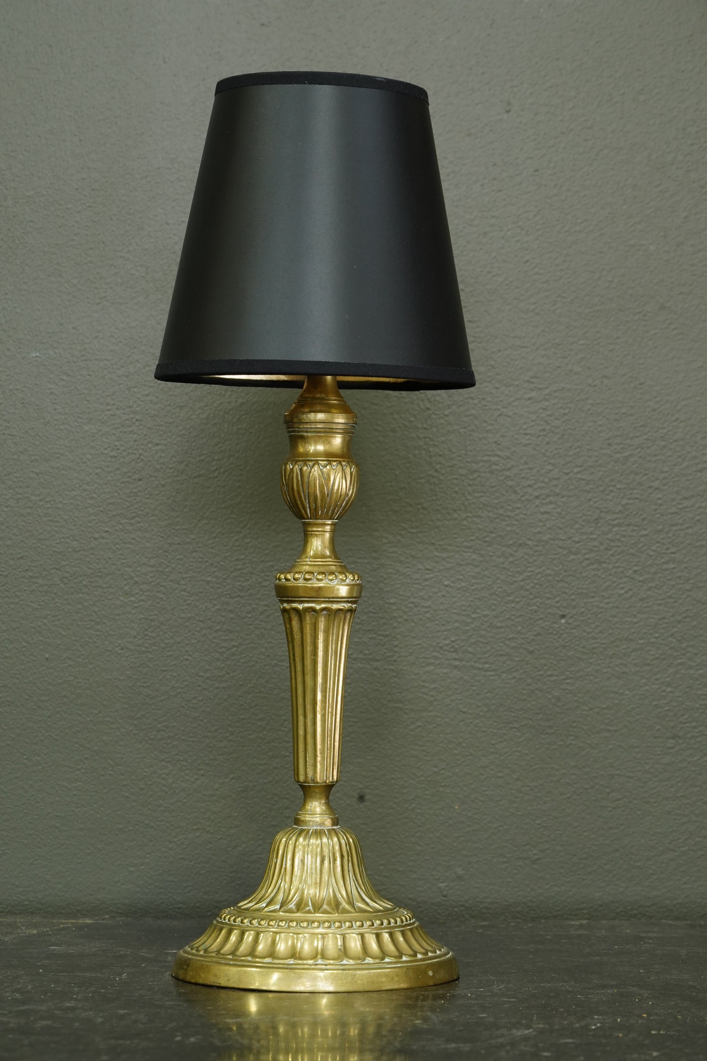 French Neoclassical Brass Candlestick Table Lamp