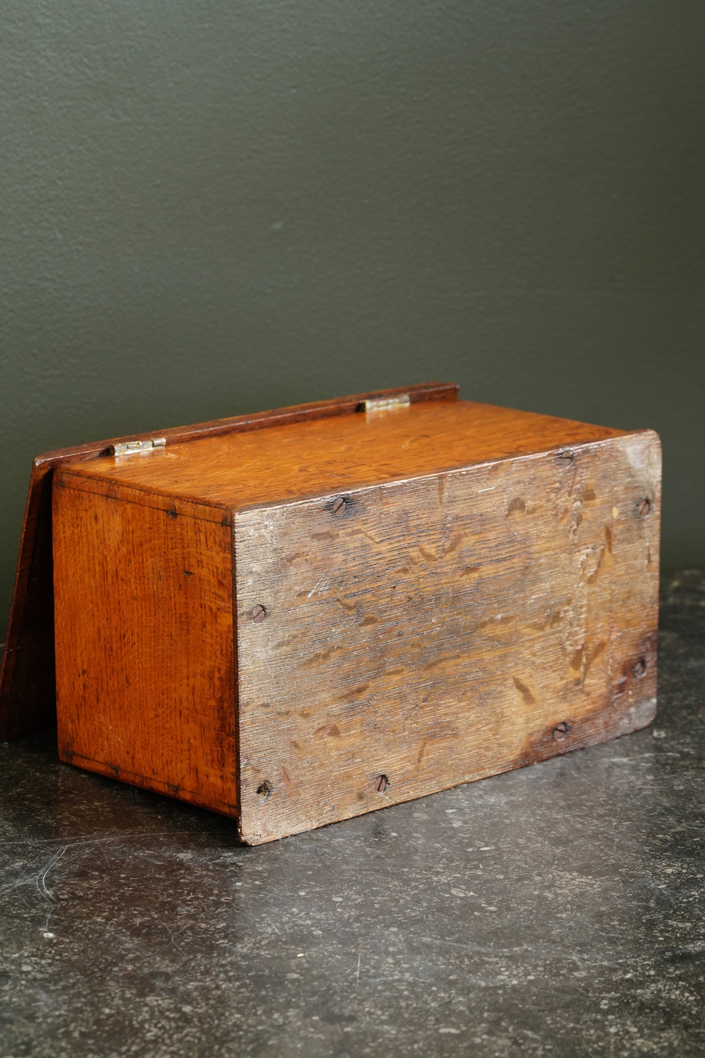 Antique English Oak Letter and Ballot Box with Window