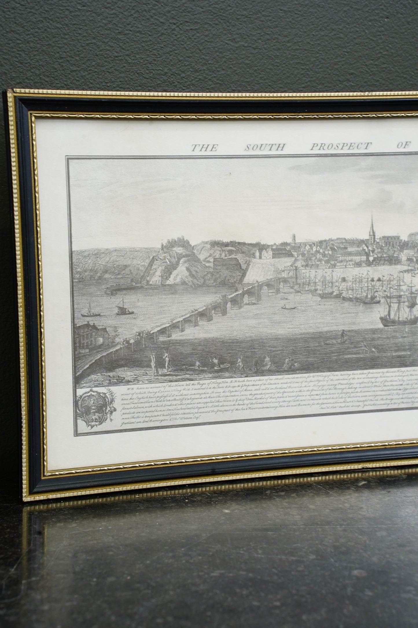 Antique Engraving South Prospect of Berwick Upon Tweed, 1745