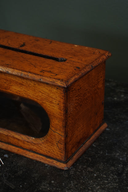 Antique English Oak Letter and Ballot Box with Window