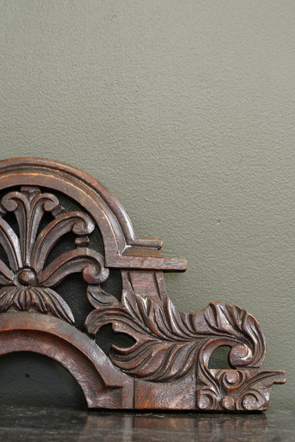 Antique English Carved Oak Pediment Crest Fragment, Circa 1880
