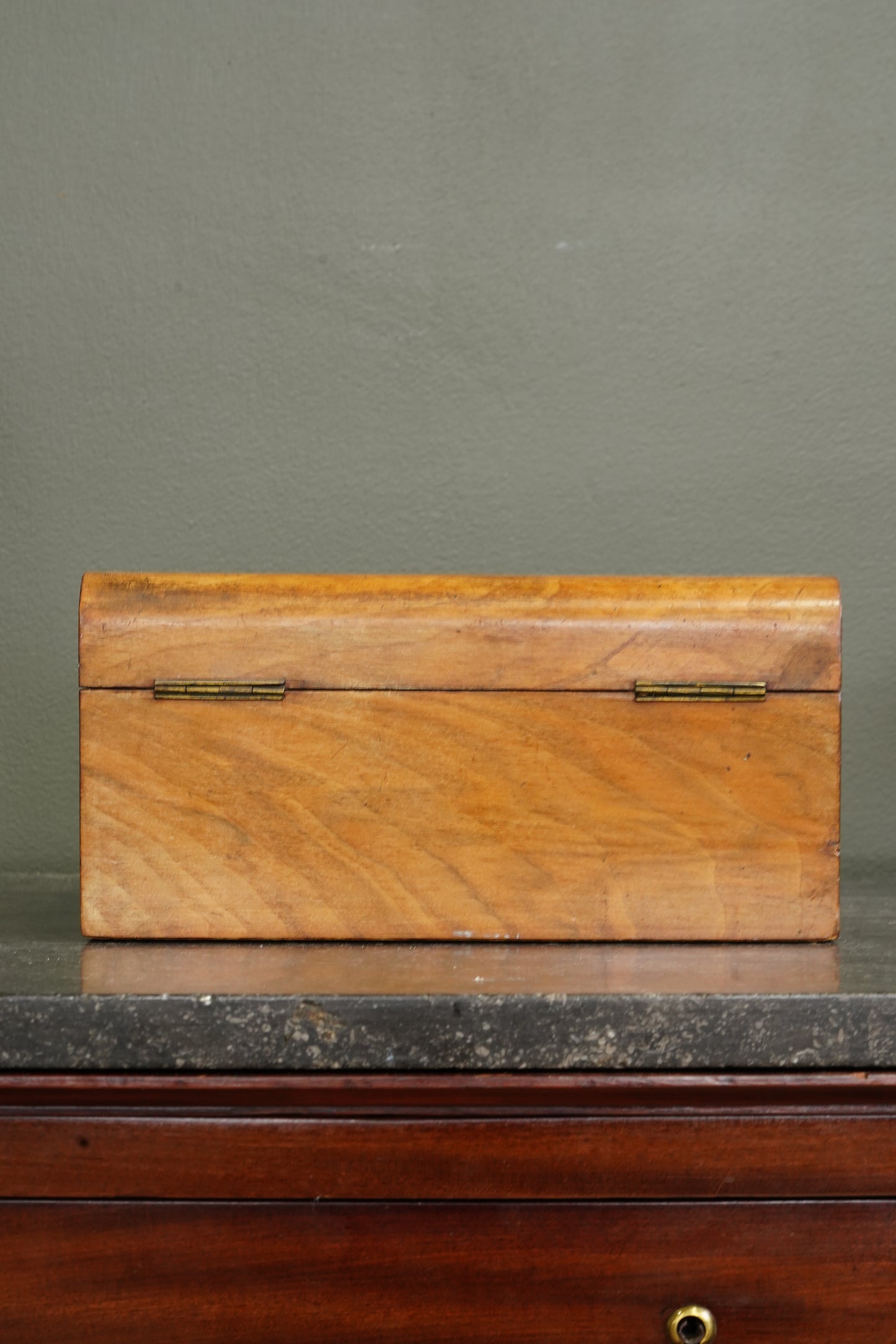 Antique Edwardian English Walnut Keepsake Box, Circa 1900