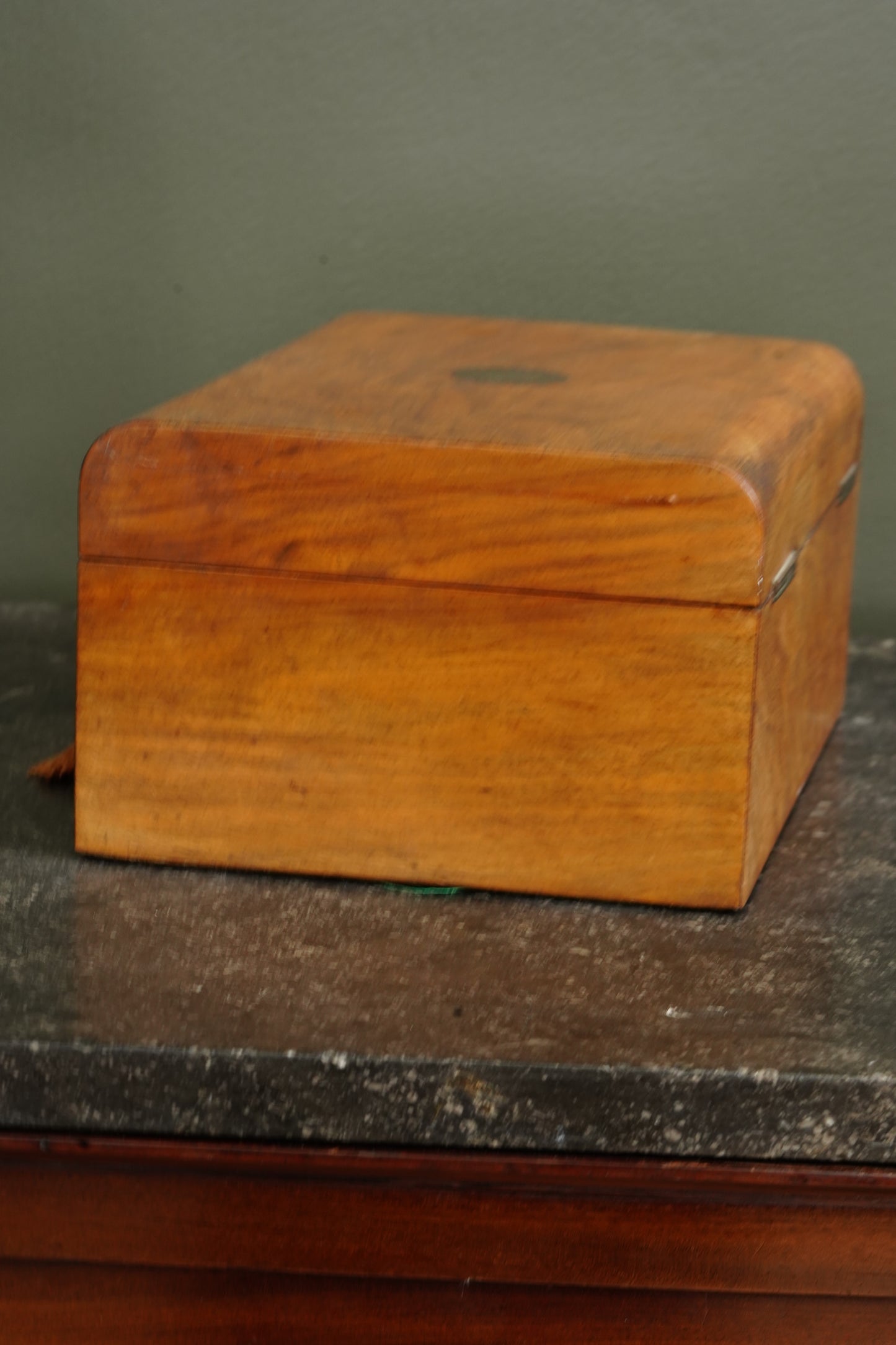Antique Edwardian English Walnut Keepsake Box, Circa 1900
