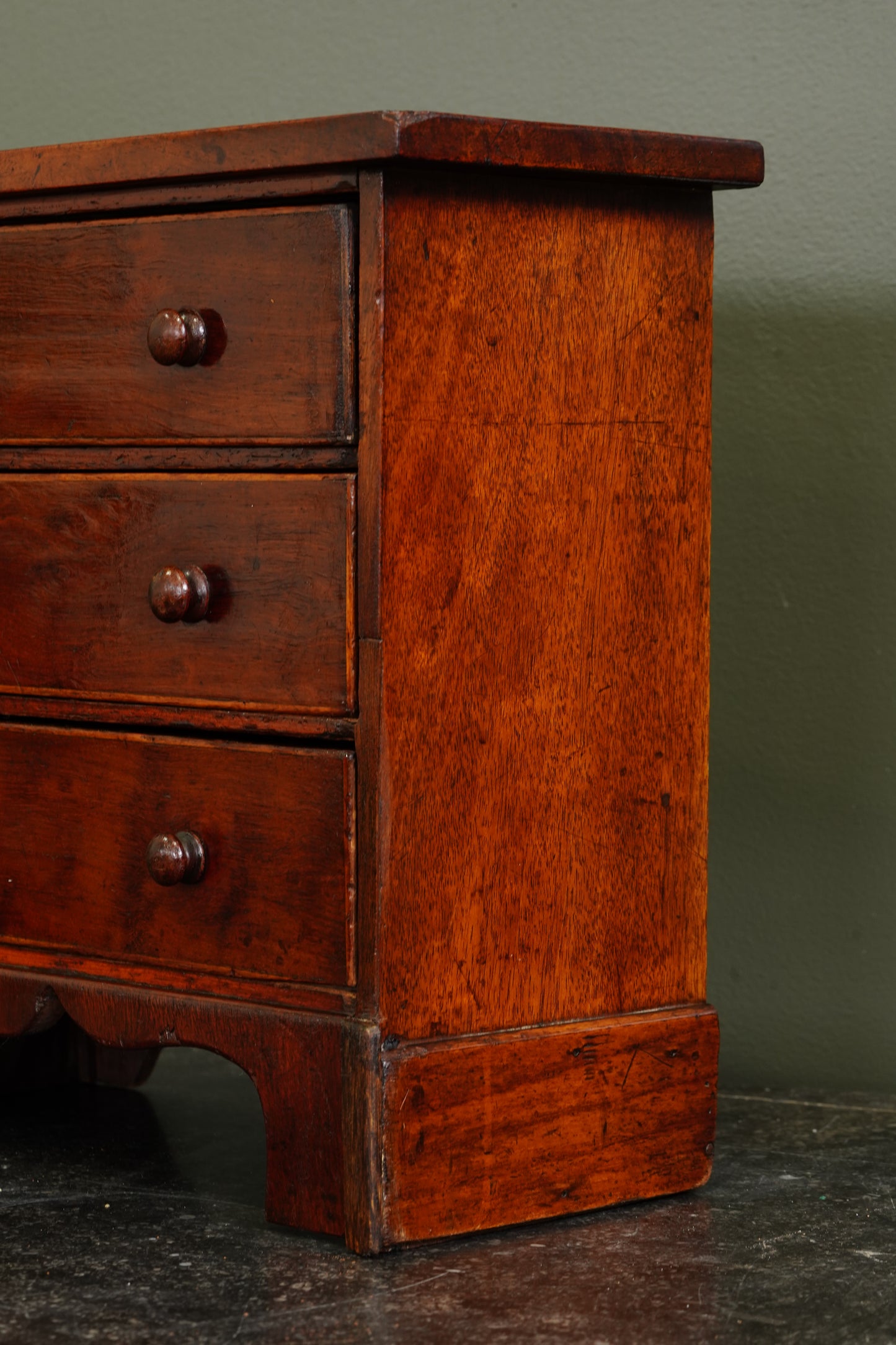 Antique English Mahogany Miniature Chest of Drawers, Circa 1830-1860